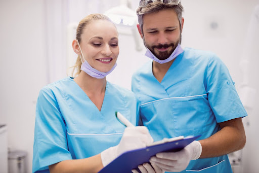 Dentists interacting with each other