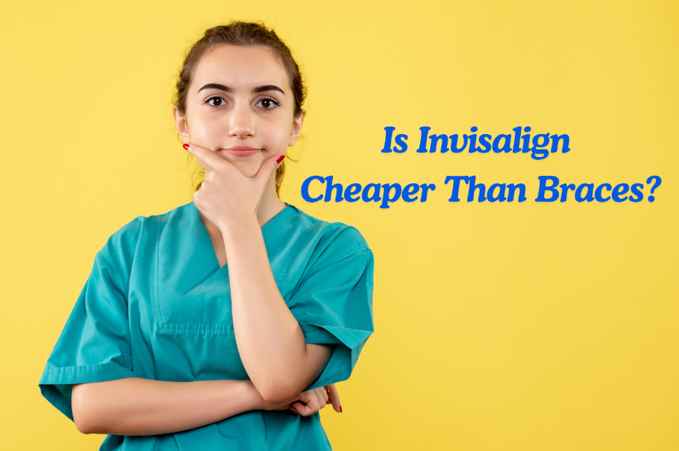 Female dentist thinking about the cost of Invisalign